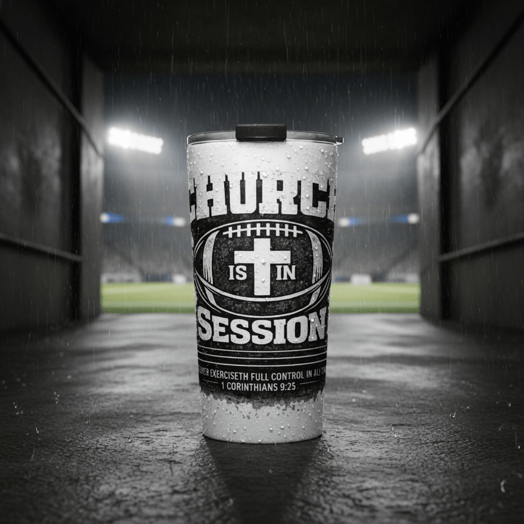 Express Your Faith: Discover the Impact of the CHURCH is in SESSION Football II KJV Tumbler with Bible Verses and T-Shirts