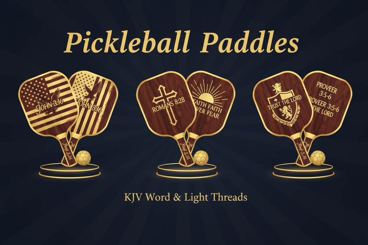 Pickleball Rackets | KJV Word & Light Threads Faith Designs - KJV Word & Light Threads