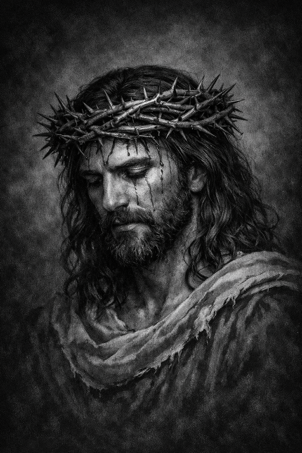 Jesus Our Lord BW | Crown of Thorns – KJV Faith Metal Print