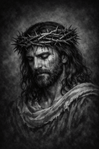 Jesus Our Lord Black & White | Crown of Thorns – KJV Faith Metal Print - KJV Word & Light Threads