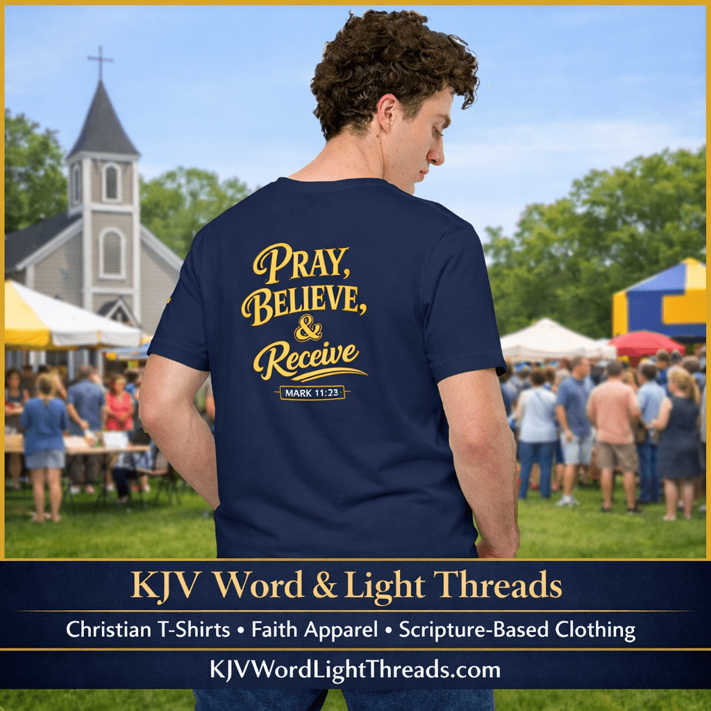 Pray, Believe & Receive | Mark 11:24 – KJV Faith Unisex T-Shirt - KJV Word & Light Threads