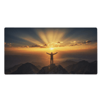 Man on Mountain Faith | 2 Corinthians 5:7 – KJV Faith Gaming Mouse Pad - KJV Word & Light Threads
