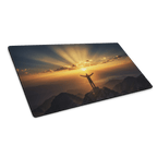 Man on Mountain Faith | 2 Corinthians 5:7 – KJV Faith Gaming Mouse Pad - KJV Word & Light Threads