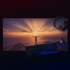 Man on Mountain Faith | 2 Corinthians 5:7 – KJV Faith Gaming Mouse Pad - KJV Word & Light Threads