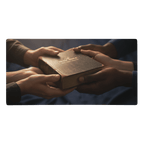 Holy Bible Hands | Psalm 119:105 – KJV Faith Gaming Mouse Pad - KJV Word & Light Threads