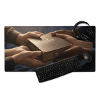 Holy Bible Hands | Psalm 119:105 – KJV Faith Gaming Mouse Pad - KJV Word & Light Threads