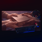 Holy Bible Hands | Psalm 119:105 – KJV Faith Gaming Mouse Pad - KJV Word & Light Threads