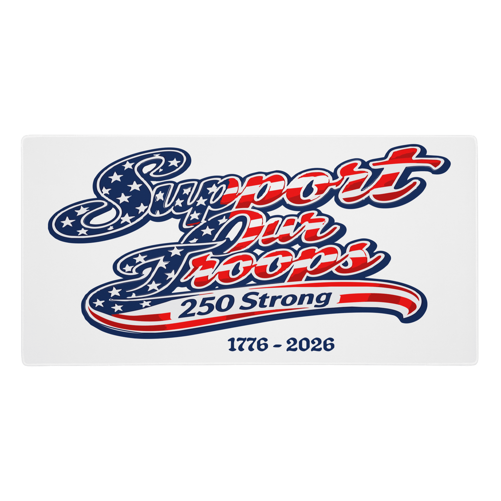 Support Our Troops 250 Strong | 1776–2026 – KJV Faith Gaming Mouse Pad - KJV Word & Light Threads