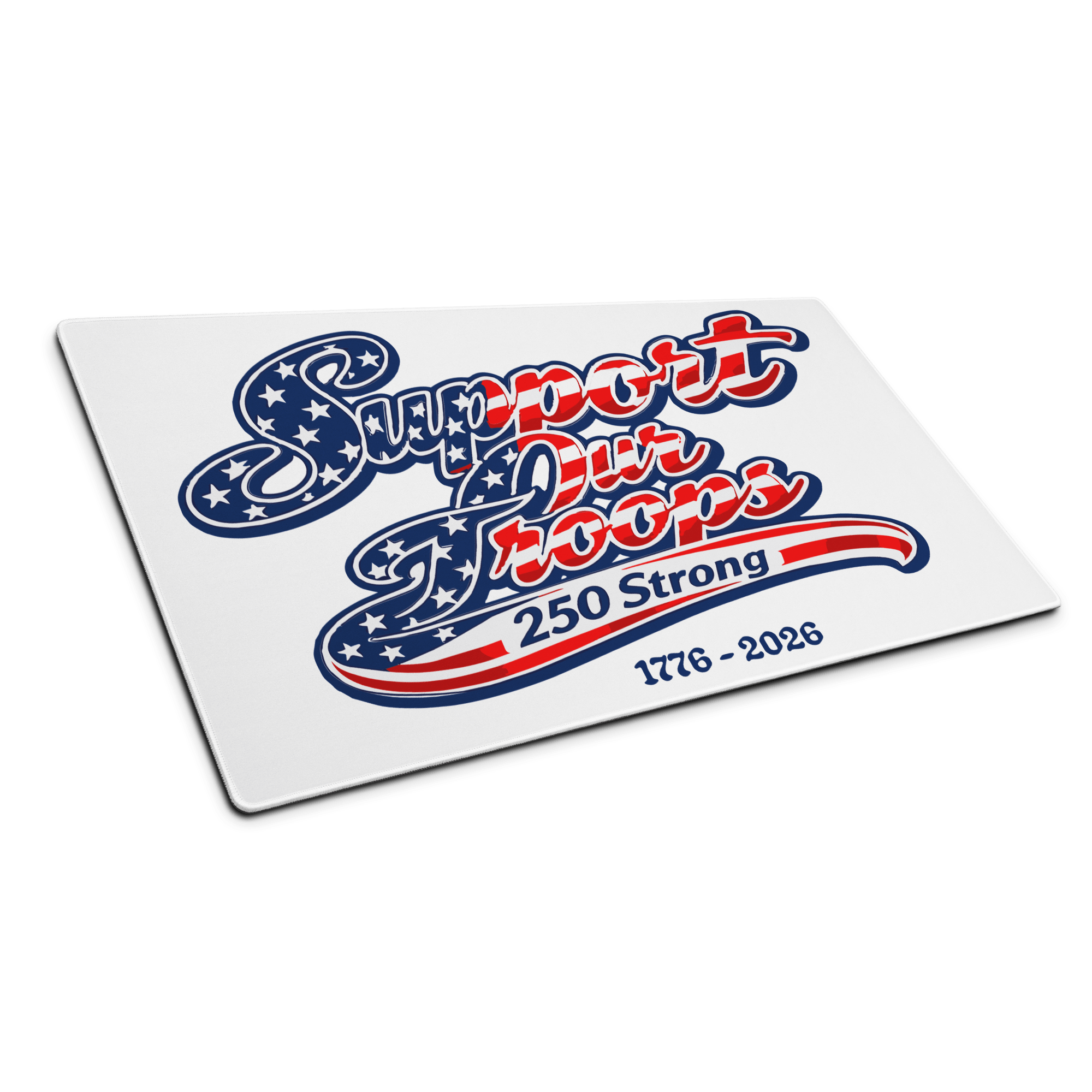 Support Our Troops 250 Strong | 1776–2026 – KJV Faith Gaming Mouse Pad - KJV Word & Light Threads