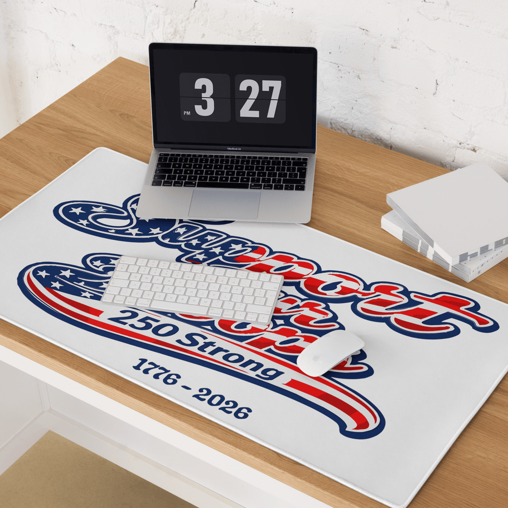 Support Our Troops 250 Strong | 1776–2026 – KJV Faith Gaming Mouse Pad - KJV Word & Light Threads