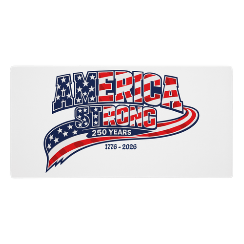 America Strong 250 Years | 1776–2026 – KJV Faith Gaming Mouse Pad - KJV Word & Light Threads