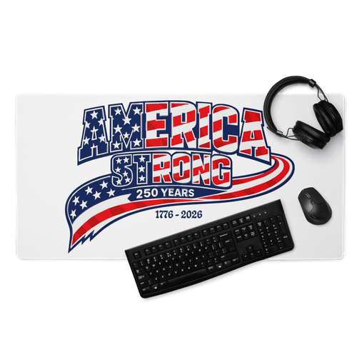 America Strong 250 Years | 1776–2026 – KJV Faith Gaming Mouse Pad - KJV Word & Light Threads