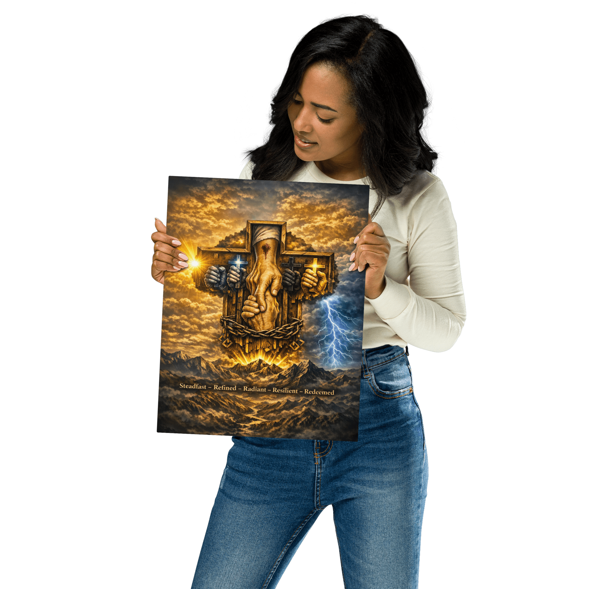 Steadfast, Refined, Radiant, Resilient & Redeemed | Isaiah 41:10 – KJV Faith Metal Print - KJV Word & Light Threads
