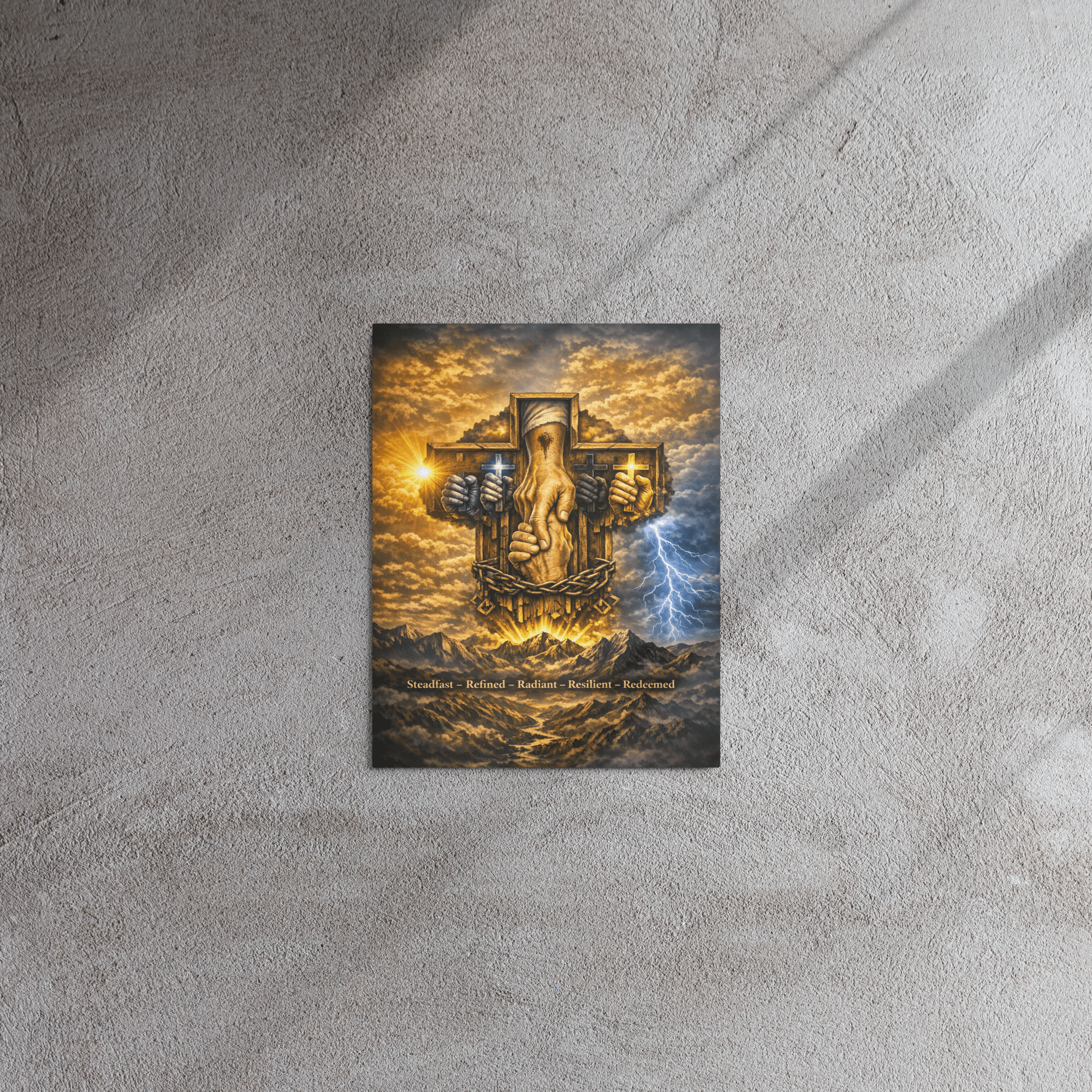Steadfast, Refined, Radiant, Resilient & Redeemed | Isaiah 41:10 – KJV Faith Metal Print - KJV Word & Light Threads