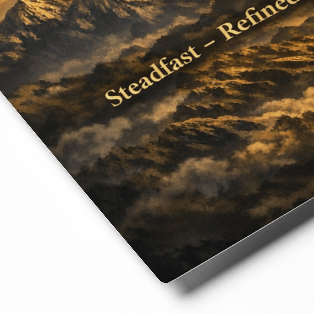 Steadfast, Refined, Radiant, Resilient & Redeemed | Isaiah 41:10 – KJV Faith Metal Print - KJV Word & Light Threads