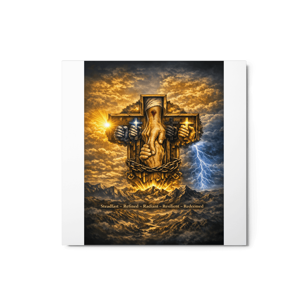 Steadfast, Refined, Radiant, Resilient & Redeemed | Isaiah 41:10 – KJV Faith Metal Print - KJV Word & Light Threads