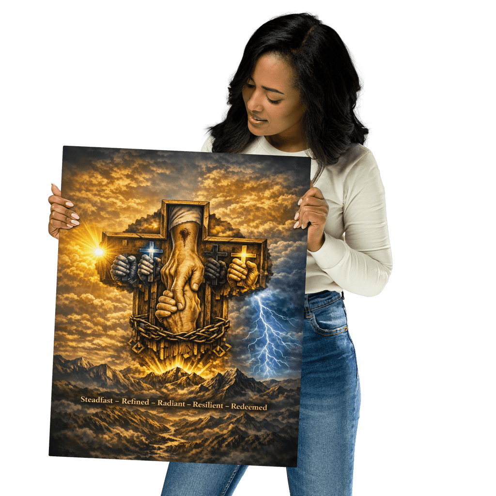 Steadfast, Refined, Radiant, Resilient & Redeemed | Isaiah 41:10 – KJV Faith Metal Print - KJV Word & Light Threads