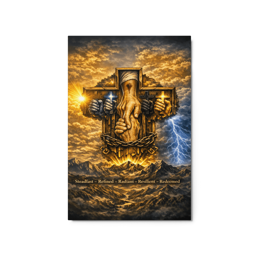 Steadfast, Refined, Radiant, Resilient & Redeemed | Isaiah 41:10 – KJV Faith Metal Print - KJV Word & Light Threads