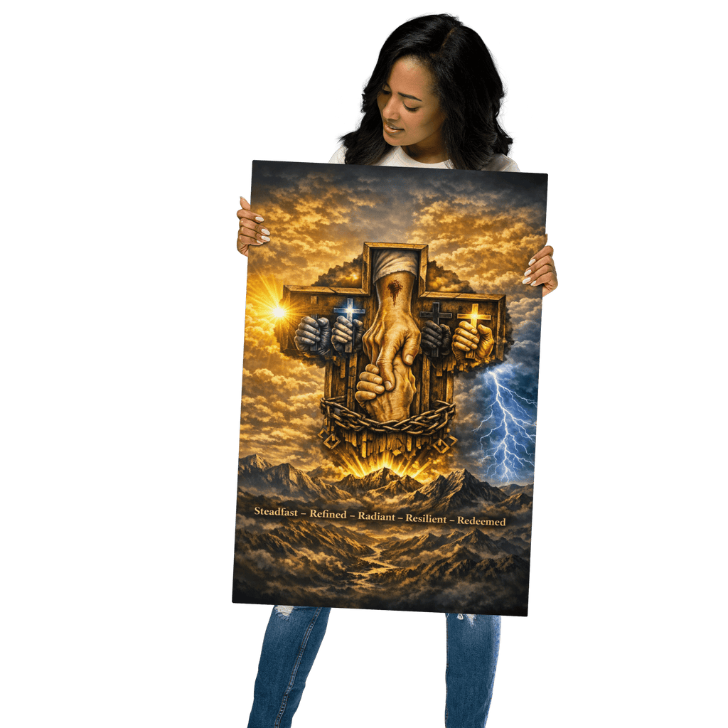 Steadfast, Refined, Radiant, Resilient & Redeemed | Isaiah 41:10 – KJV Faith Metal Print - KJV Word & Light Threads