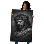 Jesus Our Lord Black & White | Crown of Thorns – KJV Faith Metal Print - KJV Word & Light Threads