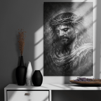 Jesus Our Lord Black & White | Crown of Thorns – KJV Faith Metal Print - KJV Word & Light Threads