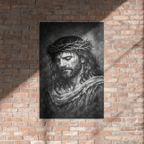 Jesus Our Lord Black & White | Crown of Thorns – KJV Faith Metal Print - KJV Word & Light Threads