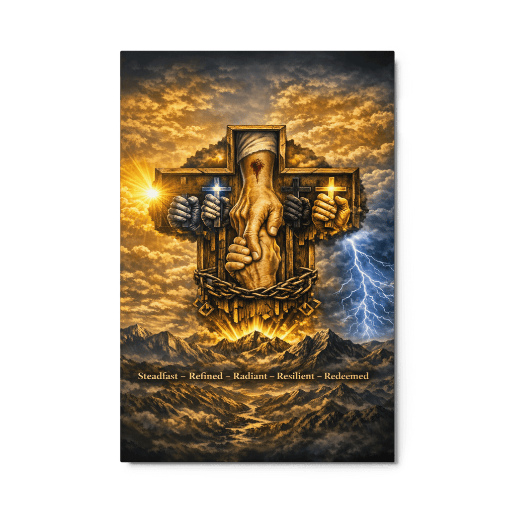 Steadfast, Refined, Radiant, Resilient & Redeemed | Isaiah 41:10 – KJV Faith Metal Print - KJV Word & Light Threads