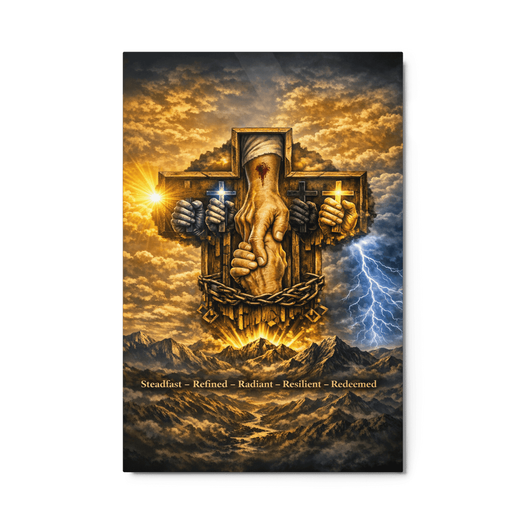 Steadfast, Refined, Radiant, Resilient & Redeemed | Isaiah 41:10 – KJV Faith Metal Print - KJV Word & Light Threads
