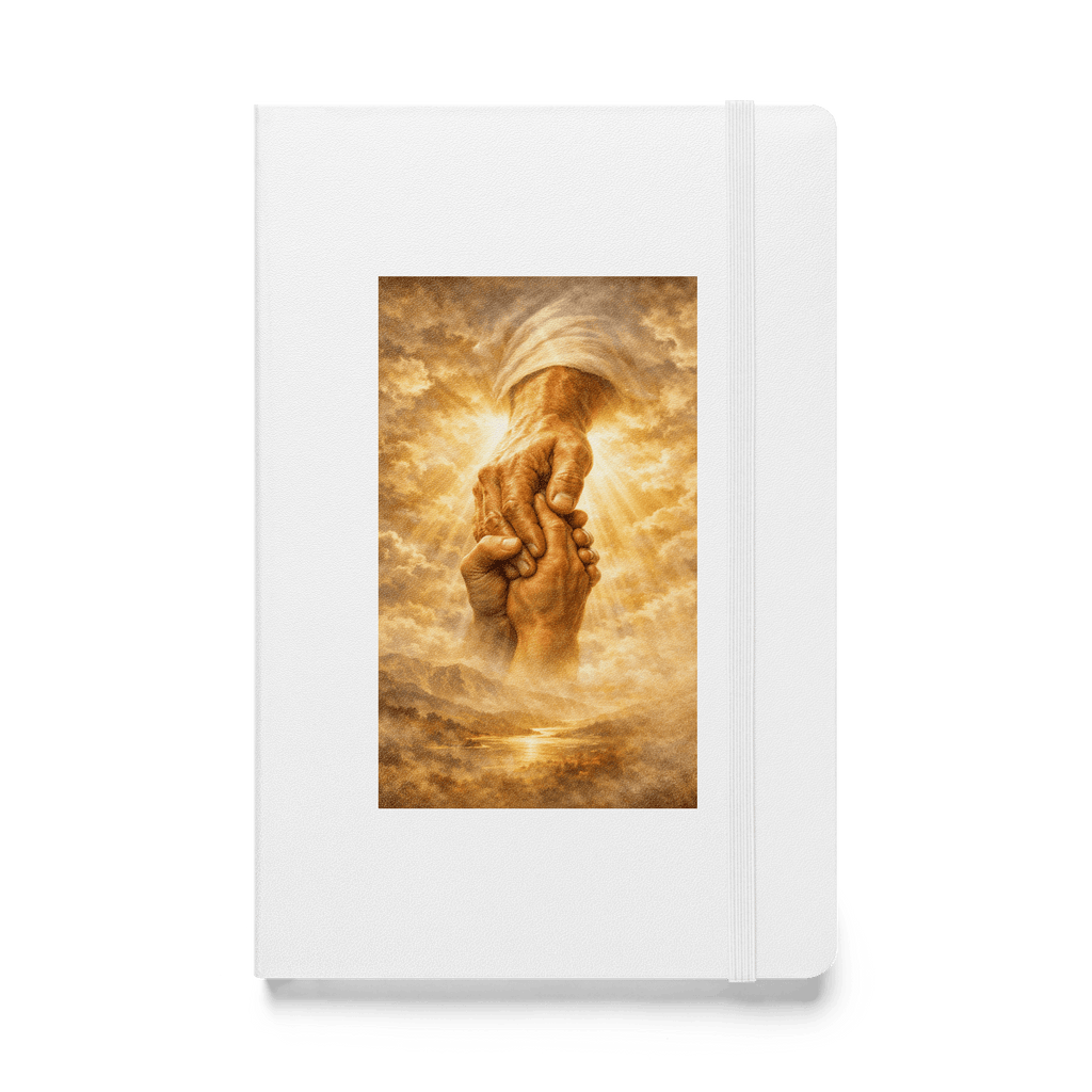 God Grasping Our Hands – Isaiah 43:5 | KJV Faith Hardcover Notebook - KJV Word & Light Threads