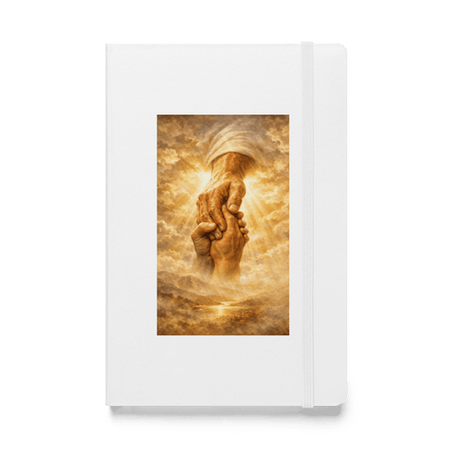 God Grasping Our Hands – Isaiah 43:5 | KJV Faith Hardcover Notebook - KJV Word & Light Threads