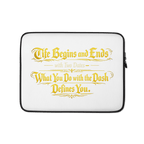 Life Begins and Ends with Two Dates | KJV Faith Laptop Sleeve - KJV Word & Light Threads