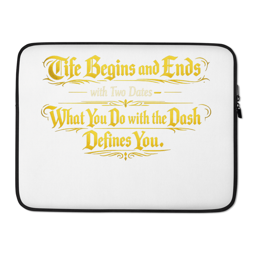 Life Begins and Ends with Two Dates | KJV Faith Laptop Sleeve - KJV Word & Light Threads