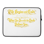 Life Begins and Ends with Two Dates | KJV Faith Laptop Sleeve - KJV Word & Light Threads