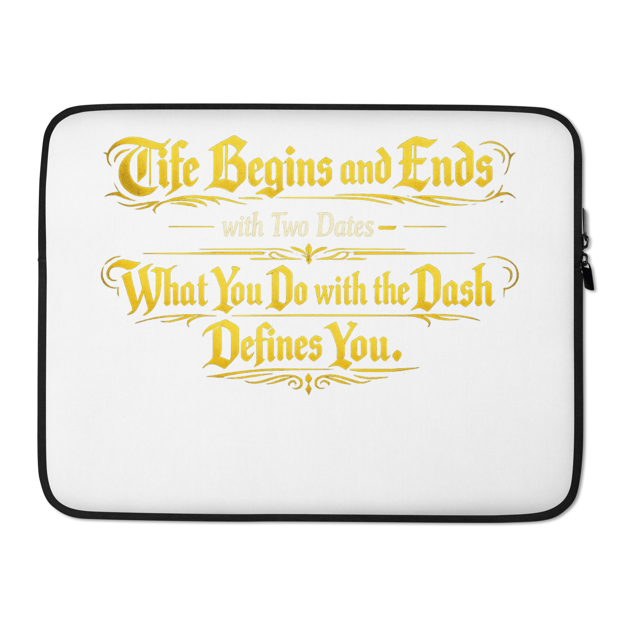 Life Begins and Ends with Two Dates | KJV Faith Laptop Sleeve - KJV Word & Light Threads