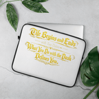 Life Begins and Ends with Two Dates | KJV Faith Laptop Sleeve - KJV Word & Light Threads