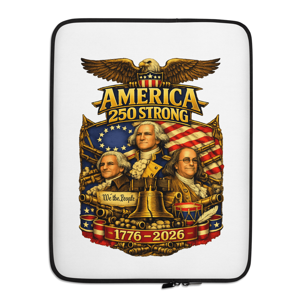 America 250 Strong | 1776–2026 – KJV Faith Laptop Sleeve - KJV Word & Light Threads
