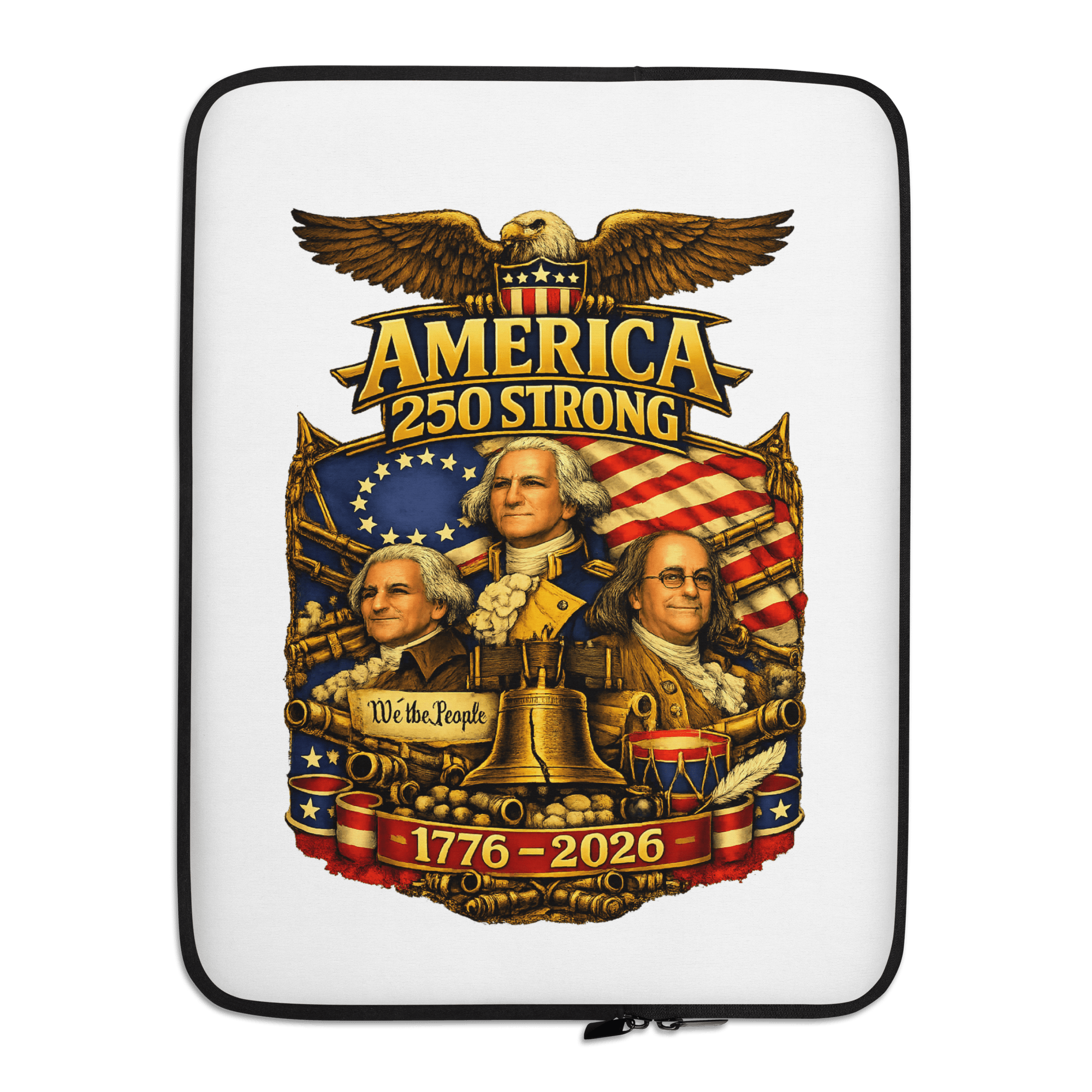 America 250 Strong | 1776–2026 – KJV Faith Laptop Sleeve - KJV Word & Light Threads