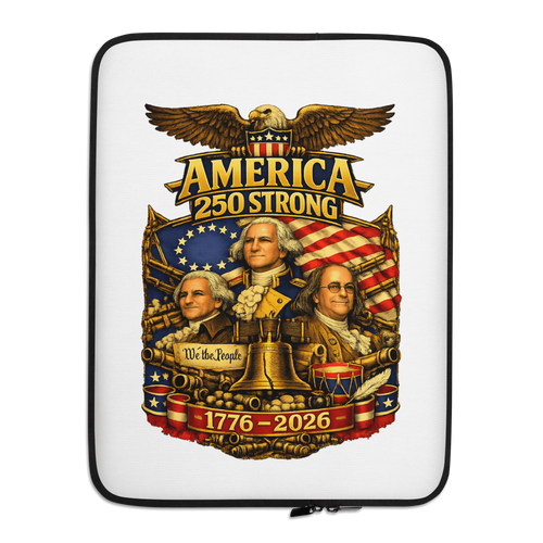 America 250 Strong | 1776–2026 – KJV Faith Laptop Sleeve - KJV Word & Light Threads
