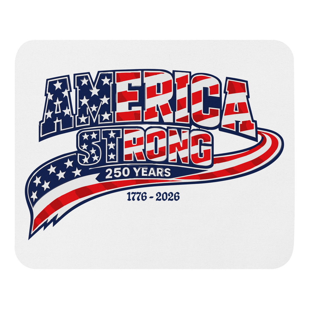 America Strong 250 Years | Isaiah 40:29 – KJV Faith Mouse Pad - KJV Word & Light Threads