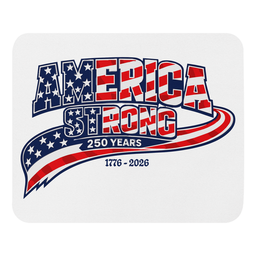 America Strong 250 Years | Isaiah 40:29 – KJV Faith Mouse Pad - KJV Word & Light Threads