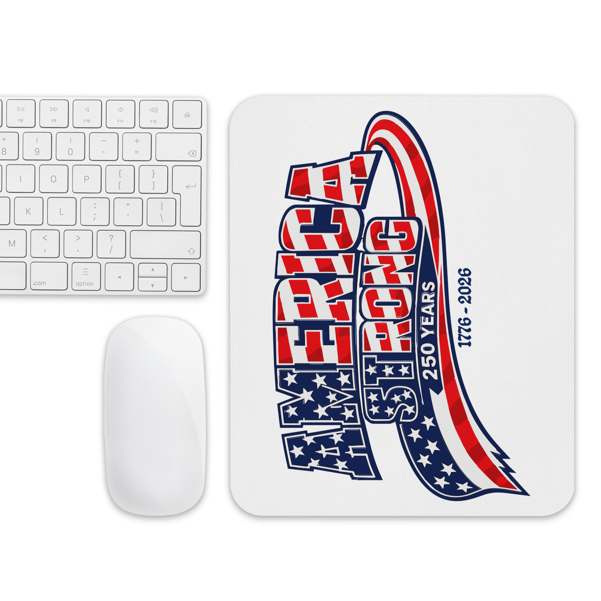 America Strong 250 Years | Isaiah 40:29 – KJV Faith Mouse Pad - KJV Word & Light Threads