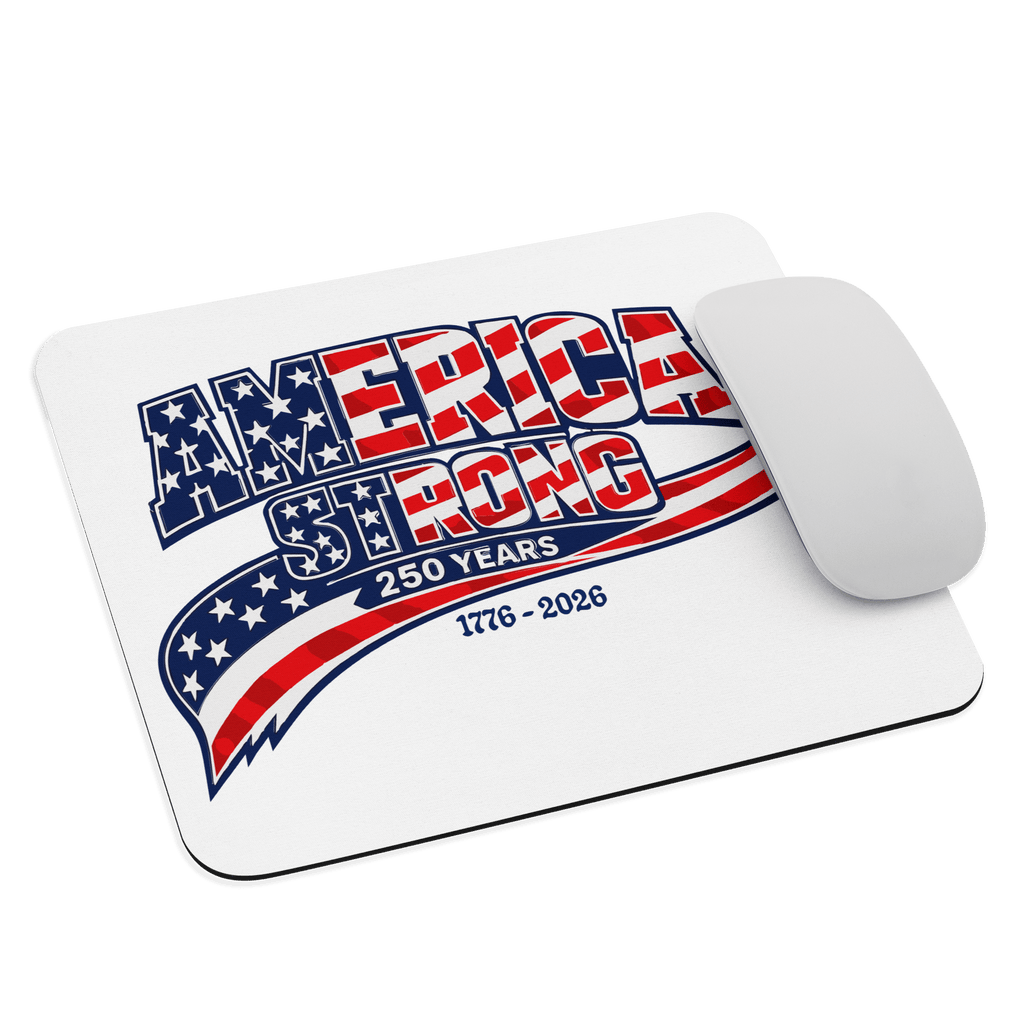 America Strong 250 Years | Isaiah 40:29 – KJV Faith Mouse Pad - KJV Word & Light Threads