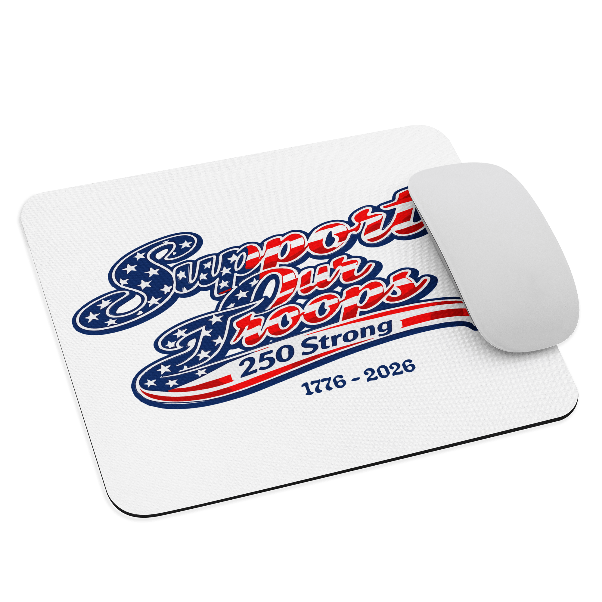 Support Our Troops 250 Strong | 1776–2026 – KJV Faith Mouse Pad - KJV Word & Light Threads