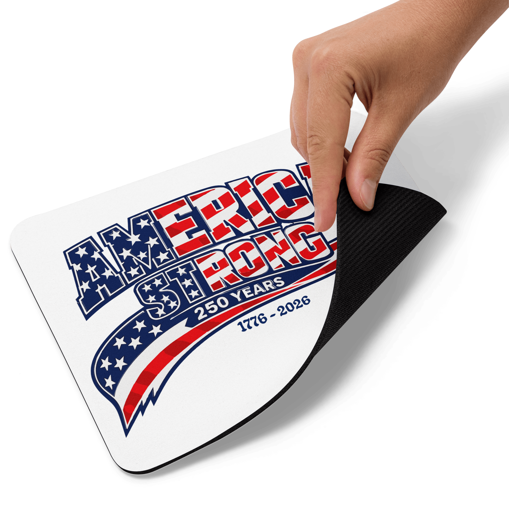 America Strong 250 Years | Isaiah 40:29 – KJV Faith Mouse Pad - KJV Word & Light Threads