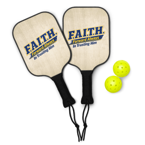 Faith Forward, Always Trusting Him | Proverbs 3:5-6 – KJV Faith Pickleball Paddle Set - KJV Word & Light Threads