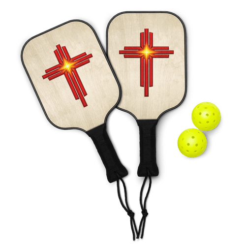 Ask, Seek, Knock Cross | Matthew 7:7 – KJV Faith Pickleball Paddle Set - KJV Word & Light Threads