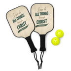 I Can Do All Things | Philippians 4:13 – KJV Faith Pickleball Paddle Set | Tan & Green - KJV Word & Light Threads