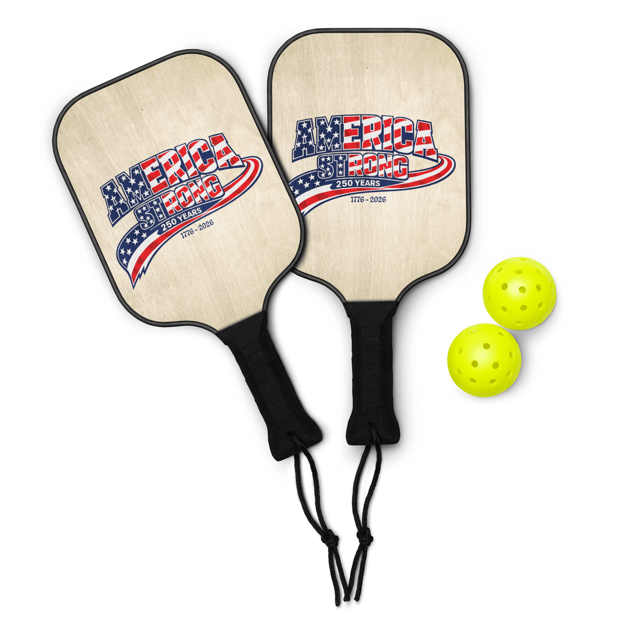 America Strong – 250 Years | 1776–2026 KJV Faith Pickleball Paddle Set - KJV Word & Light Threads