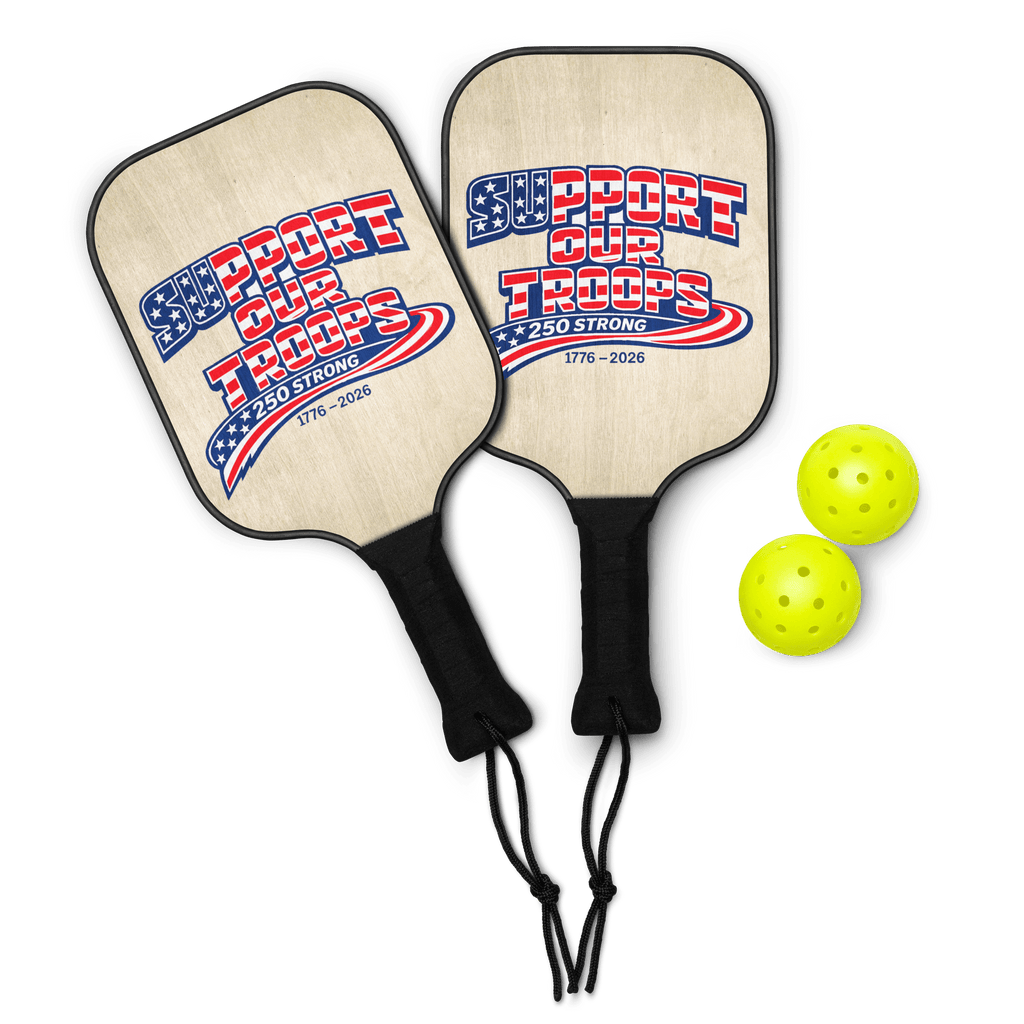 Support Our Troops – 250 Strong II | 1776–2026 KJV Faith Pickleball Paddle Set - KJV Word & Light Threads