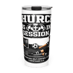 CHURCH is in SESSION Soccer | KJV Faith 20oz Tapered Tumbler - KJV Word & Light Threads